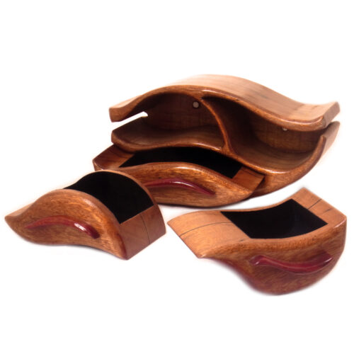 Wavy Keepsake Box – Teak Wood Jewelry & Memory Holder (10" x 5" x 4")