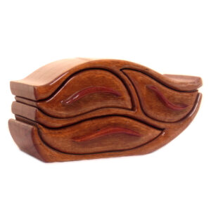 Wavy Keepsake Box – Teak Wood Jewelry & Memory Holder (10" x 5" x 4")