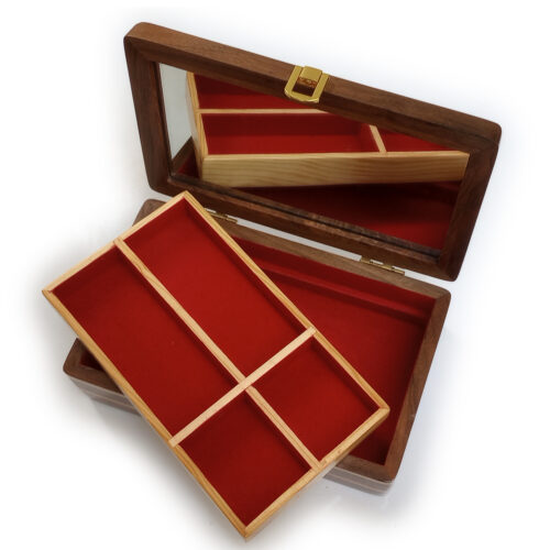 Roses Jewelry Box - Walnut Wood 9" x 5" x 3"