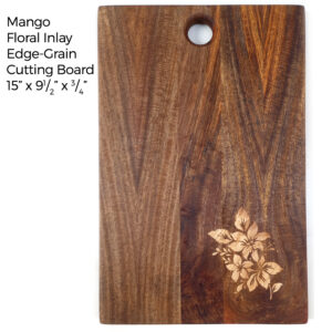 Mango Floral Inlay Edge Grain Cutting Board 15" x 9.5"