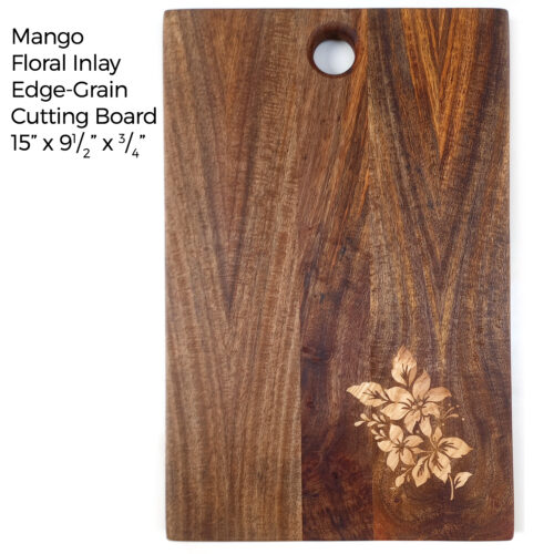 Mango Floral Inlay Edge Grain Cutting Board 15" x 9.5"
