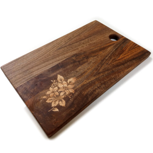 Mango Floral Inlay Edge Grain Cutting Board 15" x 9.5"