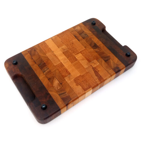 Mango, Mulberry, Oak Butcher Block End Grain Cutting Board - 14" x 9" x 1.3"