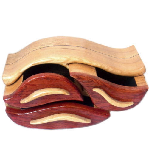 Wavy Keepsake Box – Oak Wood Jewelry & Memory Holder (10" x 5" x 4")