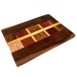 Walnut and Mahogany Edge Grain Cutting Board with Mulberry Accent - 12" x 9"