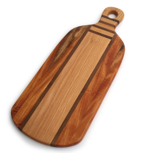 B21 a Kettlebell Edge Grain Cutting Board - 20" x 9" Neem, Walnut & Oak