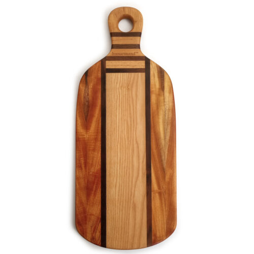 B21 b Kettlebell Edge Grain Cutting Board - 20" x 9" Neem, Walnut & Oak