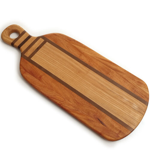 B22 c Kettlebell Edge Grain Cutting Board - 20" x 9" Neem, Walnut & Oak