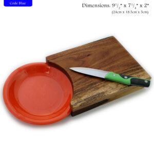 The Quick Cutting Board with Plate - Wooden 9.5" x 7.25" x 2" Face Grain