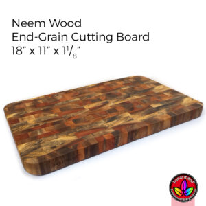 Neem End Grain Cutting Board - 18" x 11" x 1.1" Butcher Block