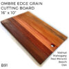 Ombre Edge Grain Cutting Board - 16" x 10" Walnut, Mahogany, Red Meranti, Beech and Oak