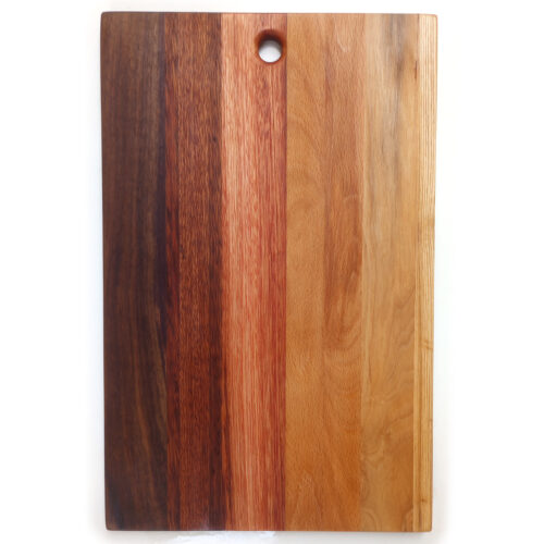 Ombre Edge Grain Cutting Board - 16" x 10" Walnut, Mahogany, Red Meranti, Beech and Oak