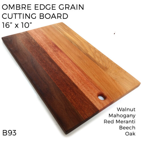 Ombre Edge Grain Cutting Board - 16" x 10" Walnut, Mahogany, Red Meranti, Beech and Oak