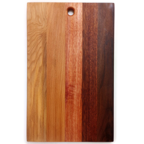 Ombre Edge Grain Cutting Board - 16" x 10" Walnut, Mahogany, Red Meranti, Beech and Oak