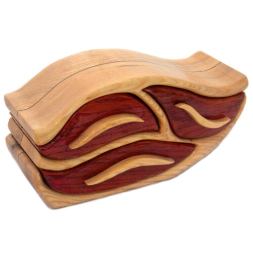 Wavy Keepsake Box – Oak Wood Jewelry & Memory Holder (10" x 5" x 4")