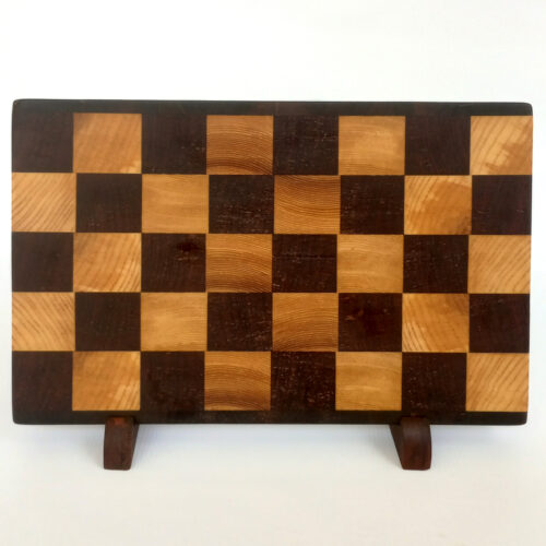 Oak & Mahogany End Grain Cutting Board - 14.5" x 9.5" x 1" Chess Style with Walnut Accent