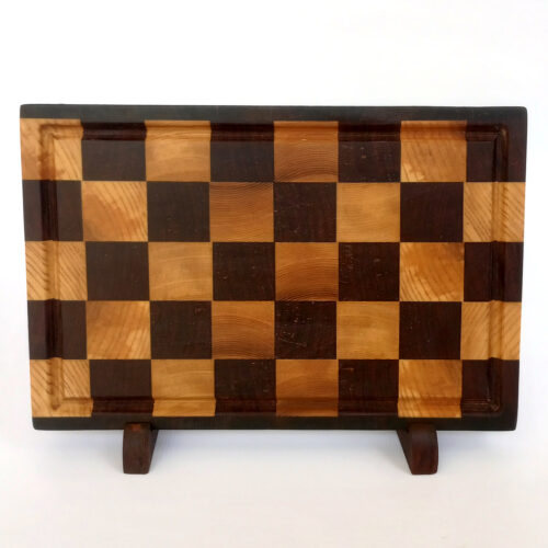 Oak & Mahogany End Grain Cutting Board - 14.5" x 9.5" x 1" Chess Style with Walnut Accent