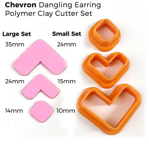 Chevron Dangling Earring (2) Chevron Dangling Earring Clay Cutters - 3 Pieces Set Polymer Clay Cutter