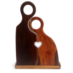 Rosewood & Neem Couples Face Grain Cutting Board with Stand - 18" x 12"