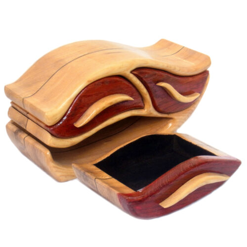 Wavy Keepsake Box – Oak Wood Jewelry & Memory Holder (10" x 5" x 4")
