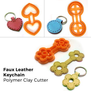 Faux Leather Keychain Clay Cutters – With Stitch Marks – Polymer Clay Cutter