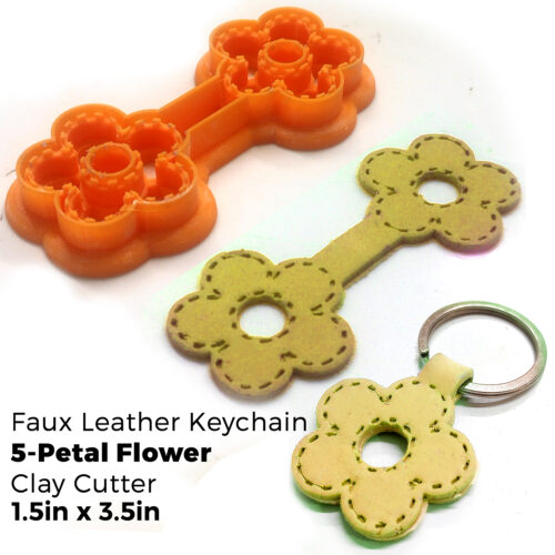 Faux Leather Keychain Clay Cutters – With Stitch Marks – Polymer Clay Cutter