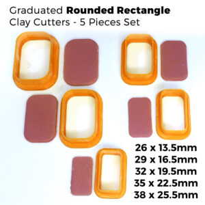 Graduated Rounded Rectangle Clay Cutters - 5 Pieces Set Polymer Clay Cutter