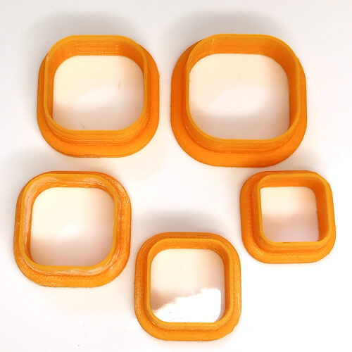 Graduated Rounded Square 5 Pcs Set (2) Graduated Rounded Square Clay Cutters - 5 Pieces Set Polymer Clay Cutter