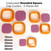 Graduated Rounded Square Clay Cutters - 5 Pieces Set Polymer Clay Cutter
