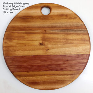 Mulberry Round Edge Grain Cutting Board - 12" x 12" with Mahogany Accent