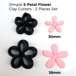 Simple 5 Petal Flower Embossing Clay Cutter Set of 2- Polymer Clay Cutter