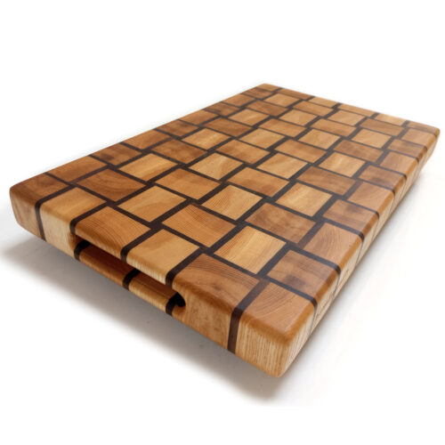 Oak & Walnut Basket Weave End-Grain Cutting Board – 15.5" x 9.5" x 1.5"