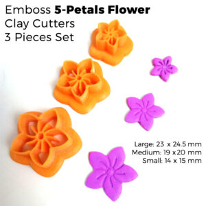 5-Petals Emboss Flower Clay Cutter – 3 Pieces Set