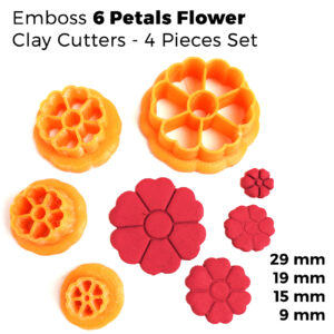 6-Petals Emboss Flower Clay Cutter – 4 Pieces Set