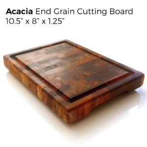 Acacia End Grain Cutting Board with Juice Groove – 10.5" x 8" x 1.25"