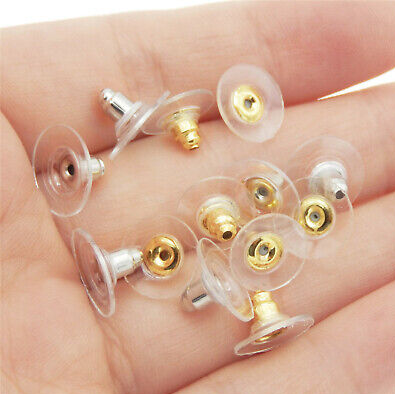 Gold Safety Bullet Shape – Clear Earring Backs – Pack of 24