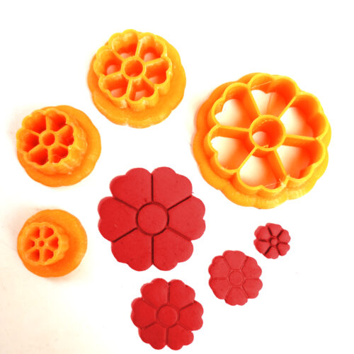 6-Petals Emboss Flower Clay Cutter – 4 Pieces Set