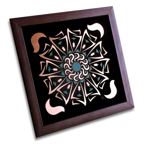Abstract Geometric - Copper Marquetry 12.5" x 12.5"